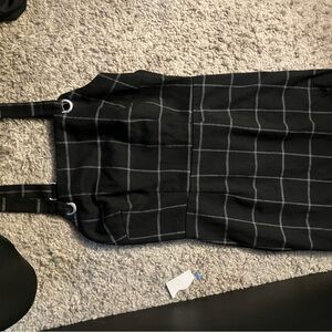 Black Checkered Dress with Straps